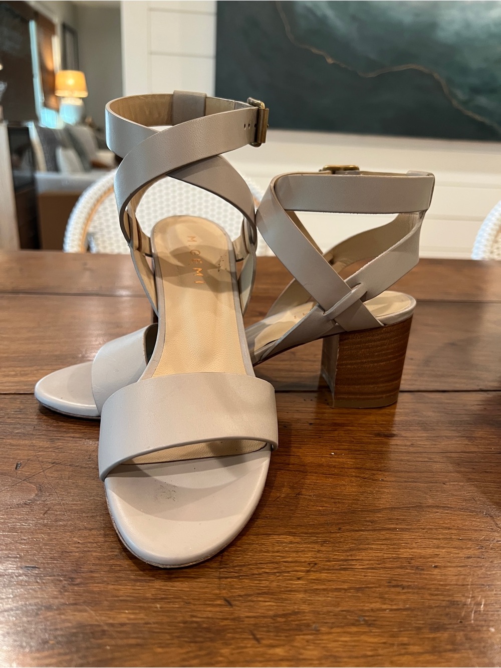M.Gemi gray Italian leather heeled sandal